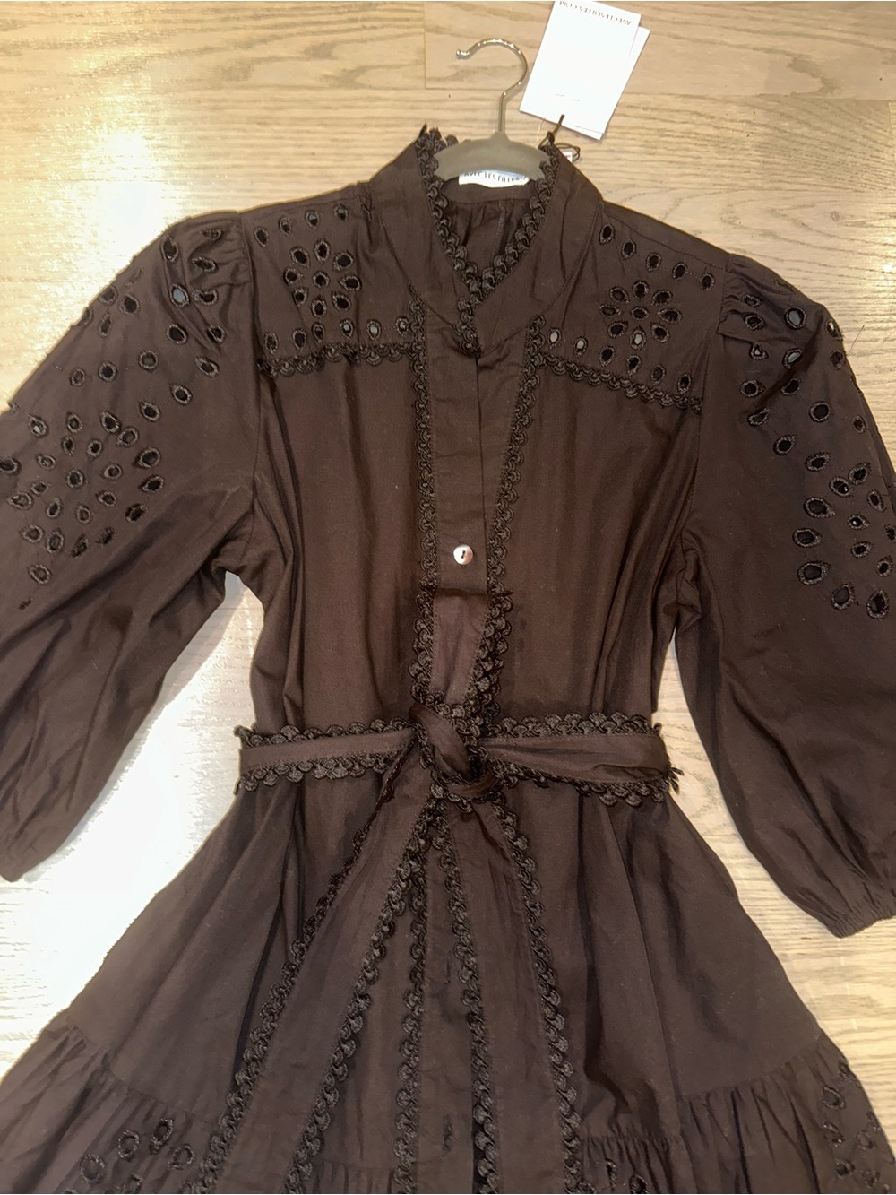 Avec Les Filles Eyelet Midi Dress with Waist Tie - Picture 2 of 9